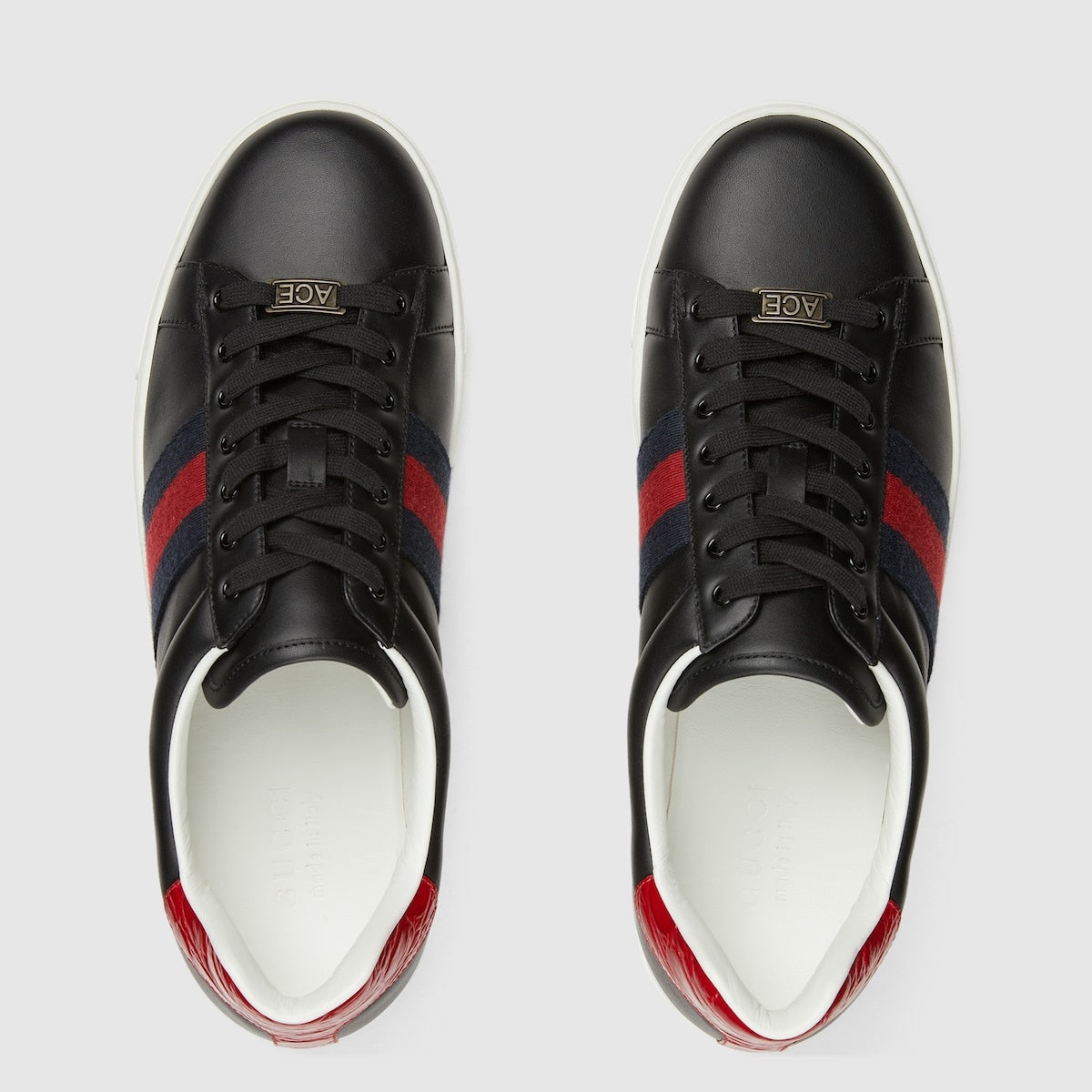 Gucci Ace Leather Sneakers In Black