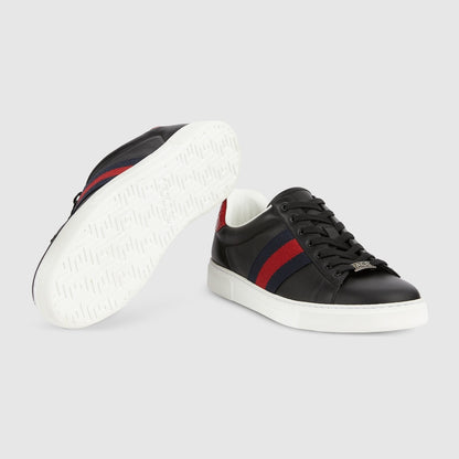 Gucci Ace Leather Sneakers In Black