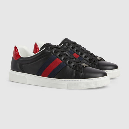 Gucci Ace Leather Sneakers In Black