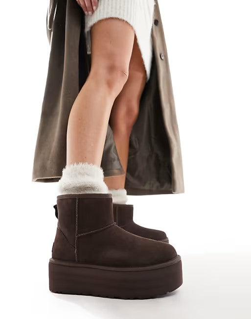 UGG Classic Mini Platform Brown | נעלי האג פלטפורמה חום עץ