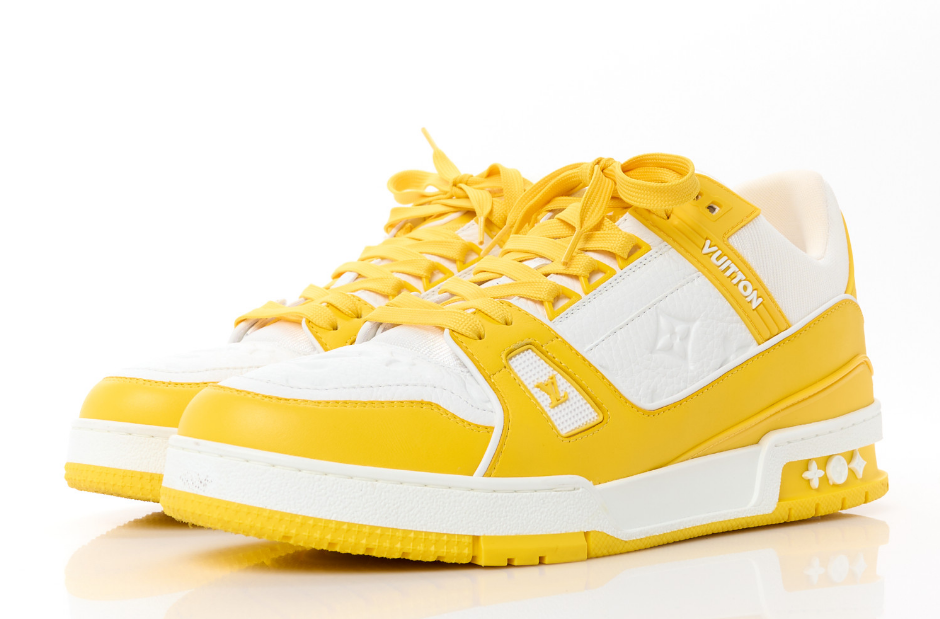 Louis Vuitton Calfskin Embossed Monogram Trainer Yellow White