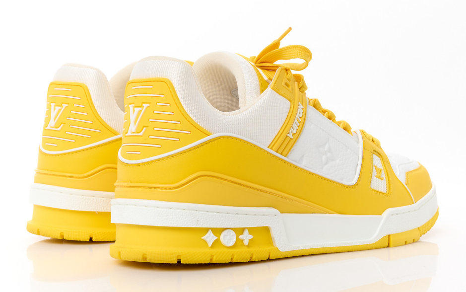 Louis Vuitton Calfskin Embossed Monogram Trainer Yellow White