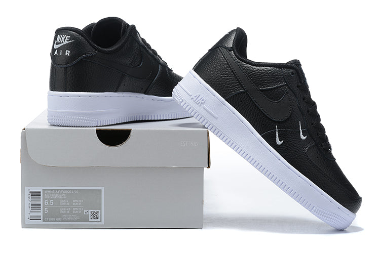 Nike Air Force 1 Low  Essential Black White Silver Mini Swoosh