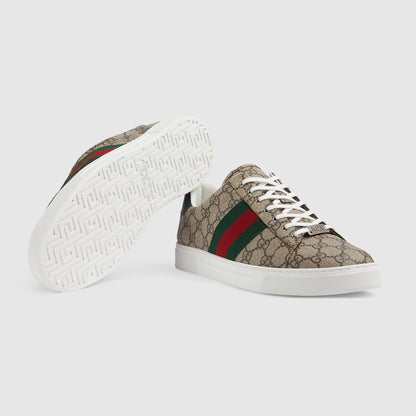 Gucci Ace Leather Web 'Beige Ebony'