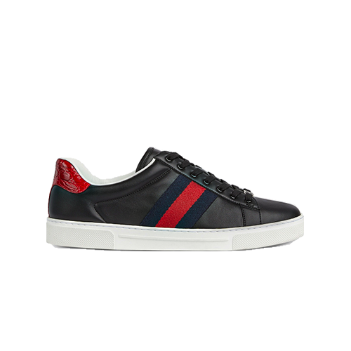 Gucci Ace Leather Sneakers In Black